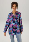 Aniston CASUAL Blouse zonder sluiting met kleurrijke, grafische bloeme...