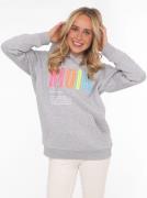 Zwillingsherz Sweatshirt met geborduurd moin-opschrift in neonkleuren
