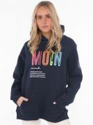 Zwillingsherz Sweatshirt met geborduurd moin-opschrift in neonkleuren