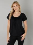 Base Level T-shirt Yona met aanrimpeling bij de ronde hals