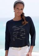 Lascana Shirt met 3/4 mouwen Met strass-dessin van hoogwaardige french...