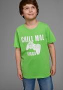 KIDSWORLD T-shirt Met spreuk: CHILL MAL Korte mouwen, basic stijl, met...