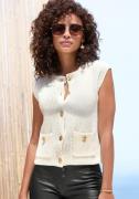 Lascana Mouwloos vest met knoopsluiting, mouwloze gebreide trui, elega...