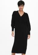 Only Gebreide jurk ONLNEW TESSA L/S MIDI V DRESS met diepe v-hals met ...