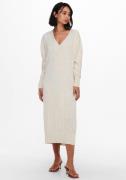 Only Gebreide jurk ONLNEW TESSA L/S MIDI V DRESS met diepe v-hals met ...