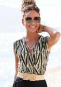 Lascana Shirttop met plooien op de schouder, jerseytop met all-over pr...