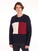 Tommy Hilfiger Trui met ronde hals CABLE FLAG SWEATER met colorblockin...