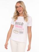 Zwillingsherz T-shirt Wild Brave Free met pailletten harten, borduurse...
