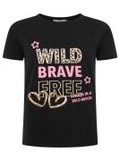 Zwillingsherz T-shirt Wild Brave Free met pailletten harten, borduurse...