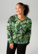 Aniston PLUS Sweatshirt met kleurrijke, tropische bladeren bedrukt
