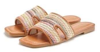 Lascana Slippers Mule, sandaal, open schoen in meerkleurige bamboe-opt...
