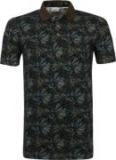 No Excess Polo Pique Print Donkergroen