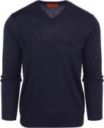 Suitable Pullover V-Hals Wol Donkerblauw