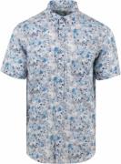 State Of Art Short Sleeve Overhemd Print Bloem Blauw