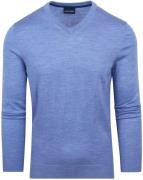 Suitable Merino Pullover V-Hals Lichtblauw