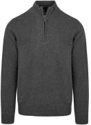 Suitable Half Zip Trui Lamswol Antraciet