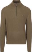 Tommy Hilfiger Half Zip Kabel Pullover Olijfgroen