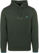 Fred Perry Hoodie Logo Night Green