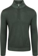 R2 Half Zip Trui Merino Wol Donkergroen