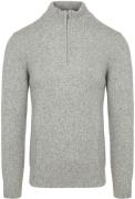 Profuomo Half Zip Pullover Lamswol Melange Grijs