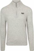 Superdry Henley Essential Half Zip Grijs