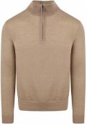 Suitable Merino Half Zip Trui Beige