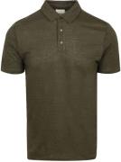 KnowledgeCotton Apparel Poloshirt Linnen Donkergroen