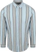 Scotch and Soda Overhemd Crinkled Stripe Lichtblauw