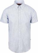 Suitable Korte Mouwen Overhemd Cotton Slub Streep Blauw