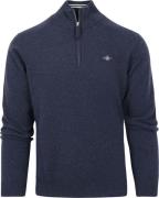 Gant Halfzip Wol Trui Logo Melange Navy