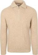 Profuomo Half Zip Pullover Wol Sand