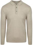Profuomo Longsleeve Poloshirt Merinowol Beige