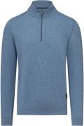 State Of Art Half Zip Trui Wool Blend Melange Blauw
