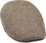 Suitable Flat Cap Wool Herringbone Beige -