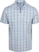 R2 Amsterdam Half Zip Polo Blauw Print