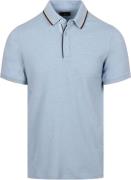 State of Art Poloshirt Tipping Cotton Linen Lichtblauw