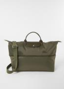 Longchamp Le Pliage Green vergrootbare reistas met leren details