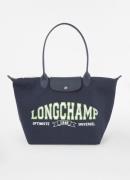 Longchamp Le Pliage Collection schoudertas L met leren details