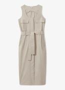 Reiss Elin midi blousejurk met strikceintuur