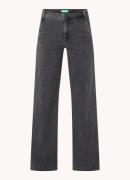 Benetton High waist wide leg cropped jeans met stretch