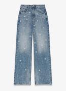 Maje Mid waist wide leg jeans met borduring