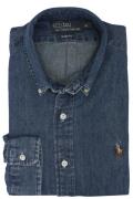 Polo Ralph Lauren casual overhemd blauw effen denim slim fit