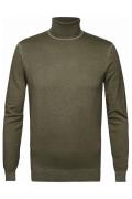 Profuomo coltrui groen effen wol opstaande kraag slim fit