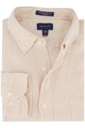 Casual Gant overhemd beige effen normale fit linnen