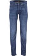 Hugo Boss pantalon donkerblauw effen denim, katoen