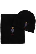 Polo Ralph Lauren sjaal/muts set zwart effen