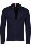 Tommy Hilfiger vest blauw effen katoen opstaande kraag rits