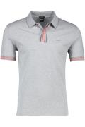 Hugo Boss poloshirt grijs met roze detail effen katoen normale fit