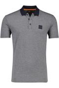 Hugo Boss polo Oxford grijs effen katoen normale fit donkerblauwe kraa...