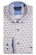 Giordano casual overhemd blauw geprint 100% katoen normale fit